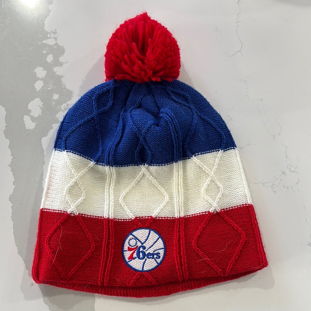Kids 76ers Knit Beanie with Pom